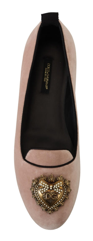 Dolce & Gabbana Pink Velvet Slip Ons Loafers Flats Shoes - DEA STILOSA MILANO