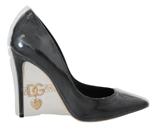 Dolce & Gabbana Black Leather Heels Pumps Plastic Wrapped Shoes - DEA STILOSA MILANO