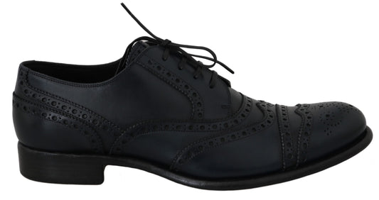 Dolce & Gabbana Dark Blue Leather Wingtip Oxford Dress Shoes - DEA STILOSA MILANO