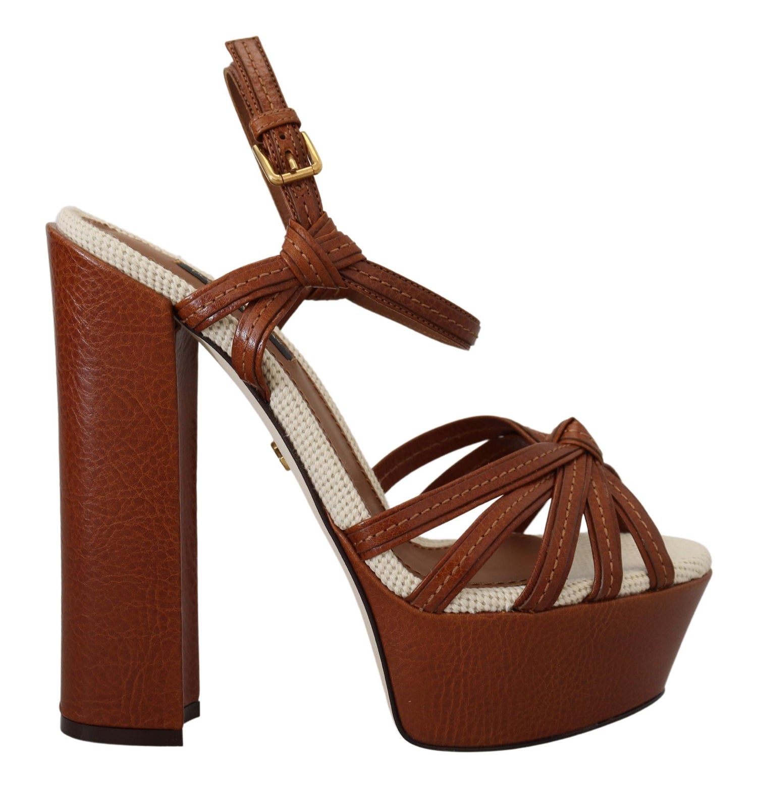 Dolce & Gabbana Brown Platform Leather Sandals Shoes - DEA STILOSA MILANO