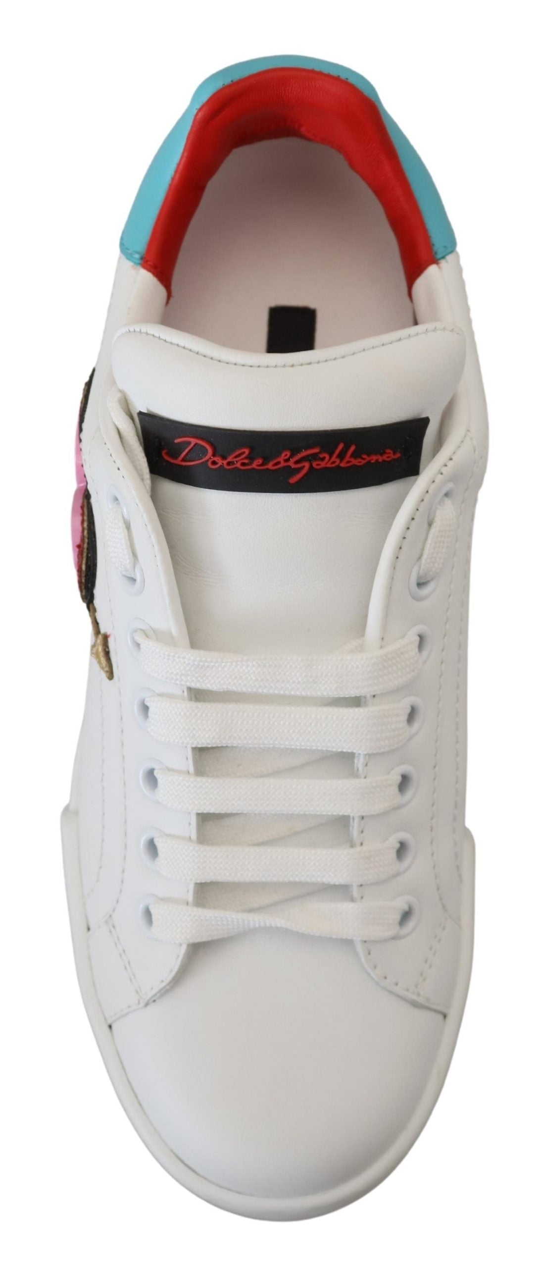 Dolce & Gabbana White Leather Sneaker Portofino Logo Heart Shoes - DEA STILOSA MILANO