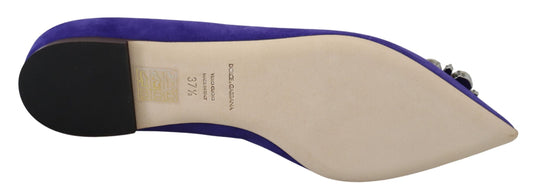Dolce & Gabbana Purple Suede Crystals Loafers Flats Shoes - DEA STILOSA MILANO