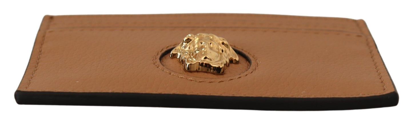 Versace Brown Calf Leather Card Holder Wallet - DEA STILOSA MILANO