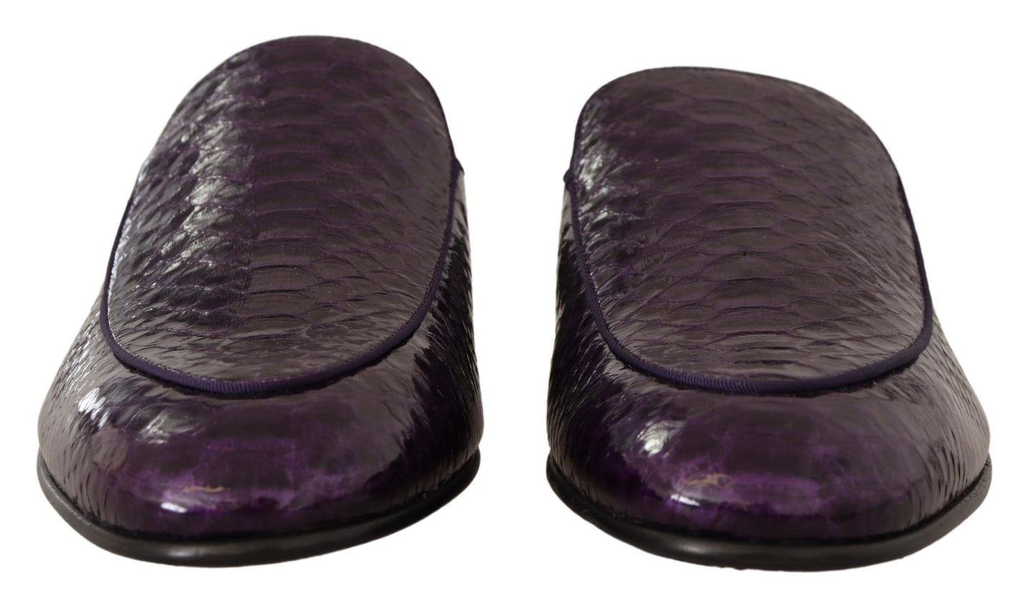 Dolce & Gabbana Purple Exotic Leather Flats Slides Shoes - DEA STILOSA MILANO