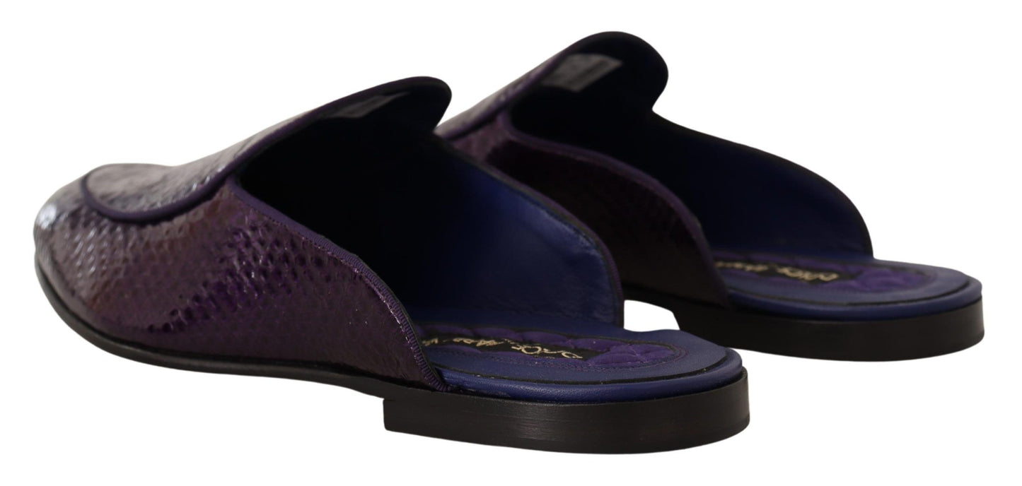 Dolce & Gabbana Purple Exotic Leather Flats Slides Shoes - DEA STILOSA MILANO