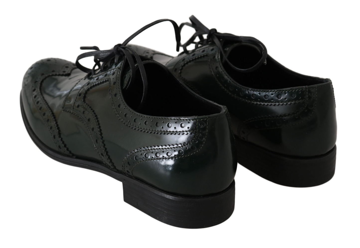 Dolce & Gabbana Green Leather Broque Oxford Wingtip Shoes - DEA STILOSA MILANO