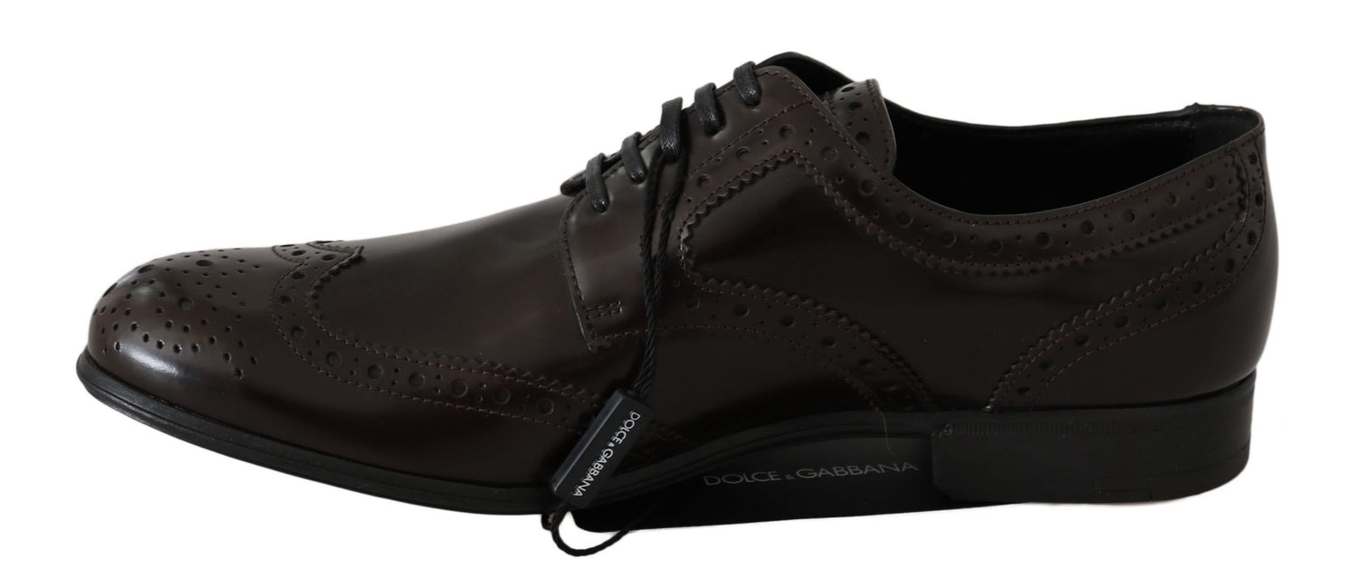Dolce & Gabbana Elegant Brown Leather Oxford Flats - DEA STILOSA MILANO