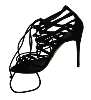 Dolce & Gabbana Black Suede Strap Stilettos Shoes Sandals - DEA STILOSA MILANO