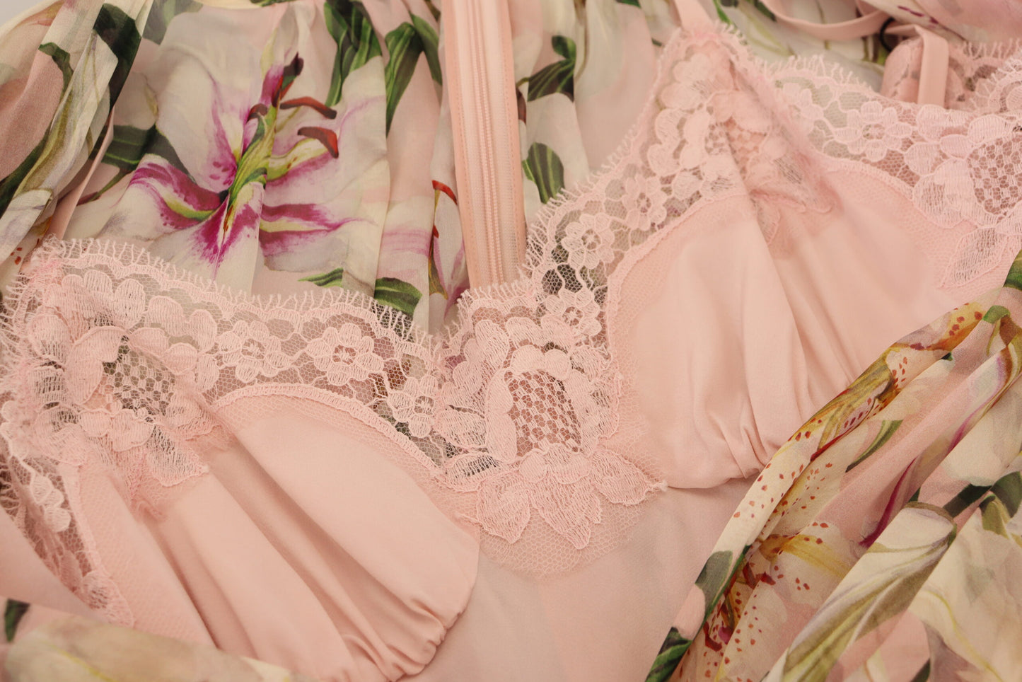 Dolce & Gabbana Pink Lily Print Silk A-line Pleated Maxi Dress - DEA STILOSA MILANO