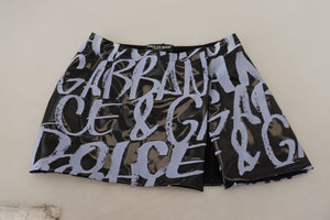 Dolce & Gabbana Black Logo Print High Waist A-line Mini Skirt - DEA STILOSA MILANO
