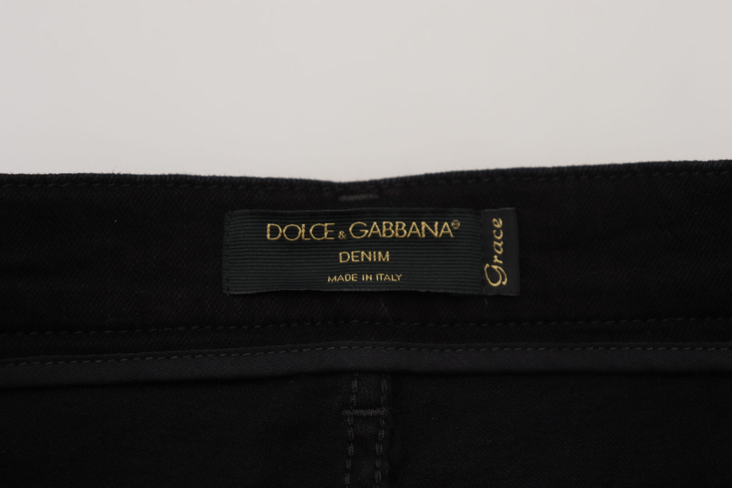 Dolce & Gabbana Black Sequined Cotton Slim Fit Denim Jeans - DEA STILOSA MILANO