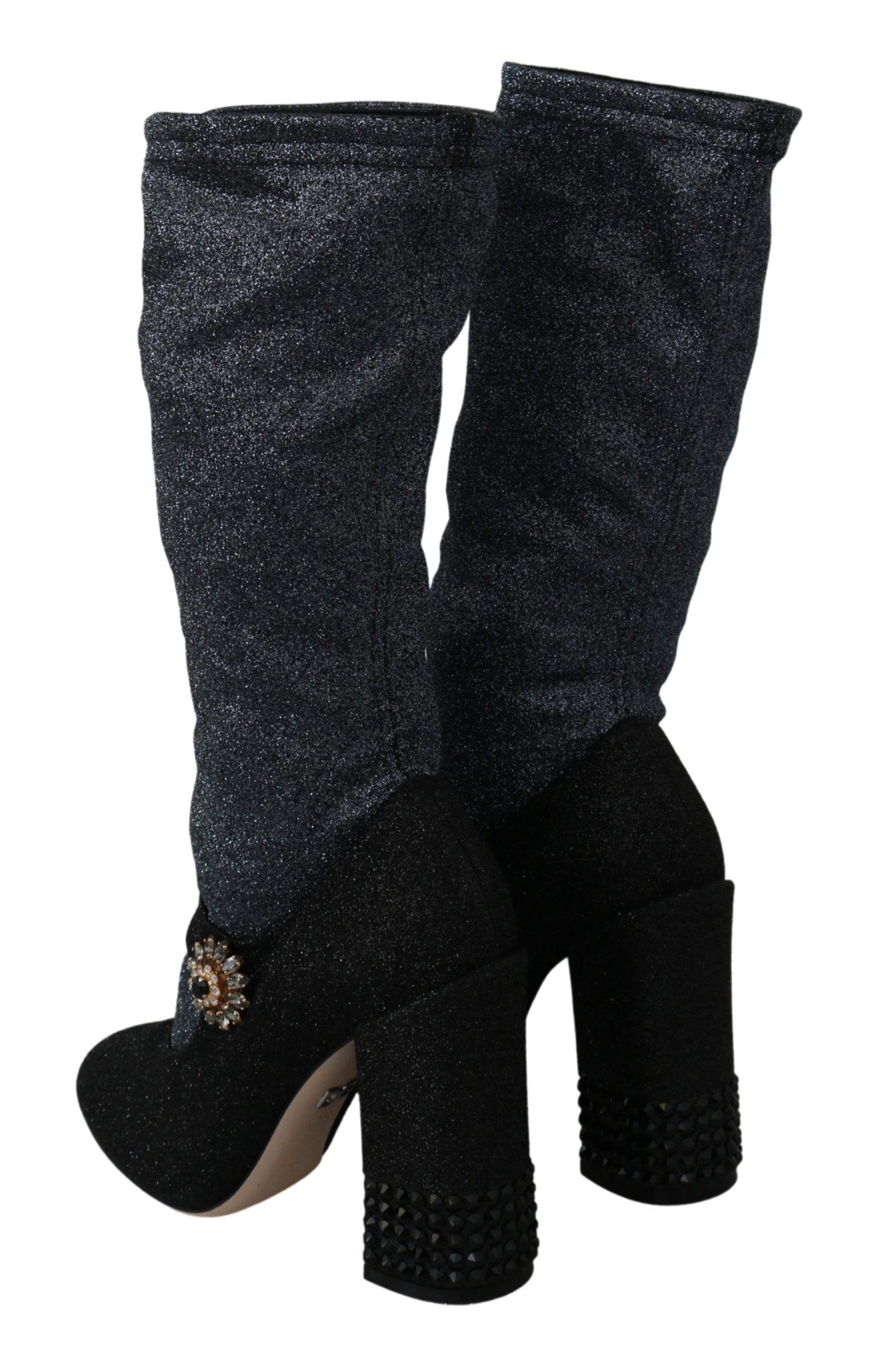 Dolce & Gabbana Black Crystal Mary Janes Booties Shoes - DEA STILOSA MILANO