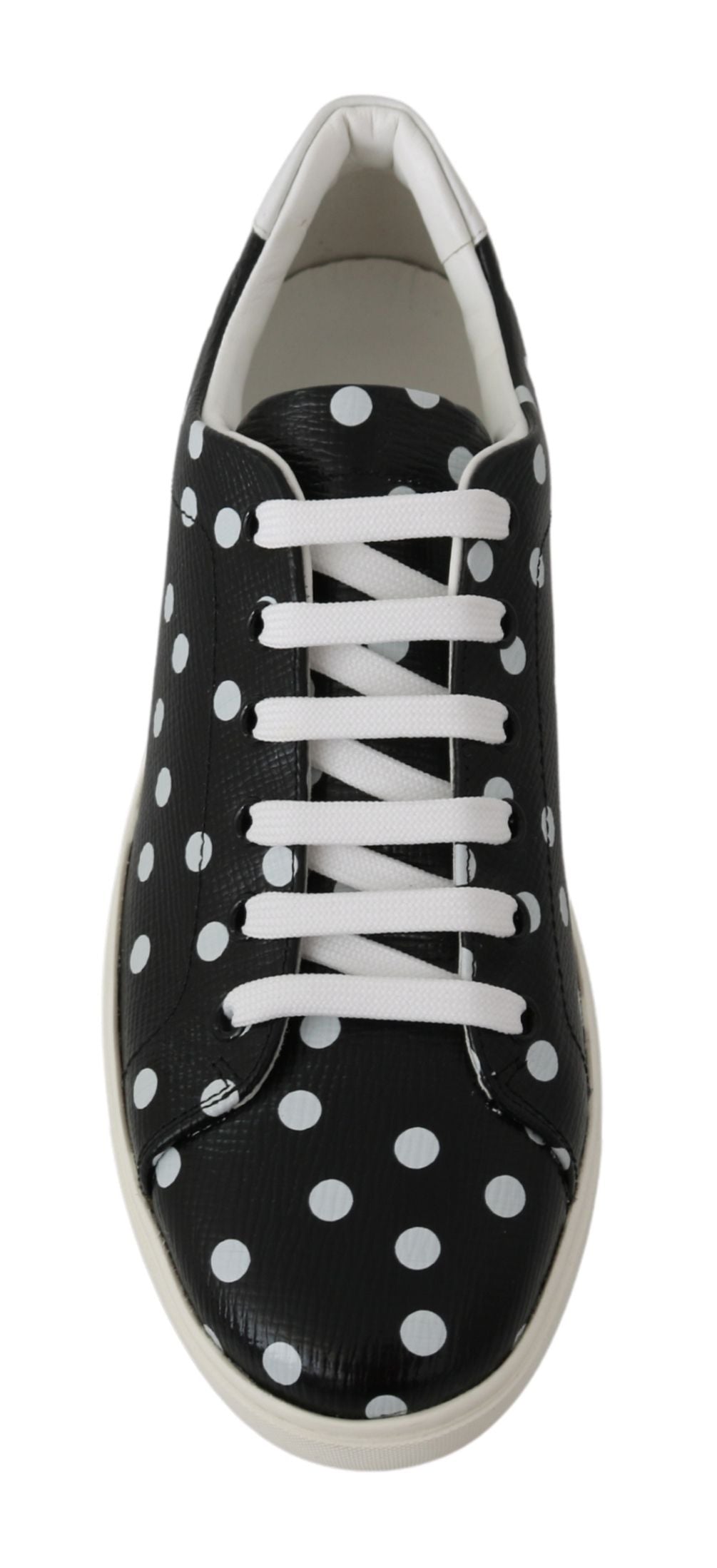 Dolce & Gabbana Black Leather Polka Dots Sneakers Shoes - DEA STILOSA MILANO