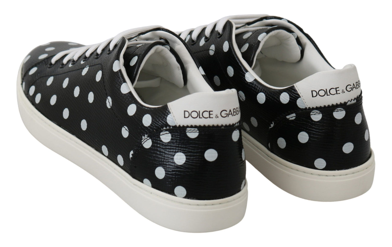Dolce & Gabbana Black Leather Polka Dots Sneakers Shoes - DEA STILOSA MILANO
