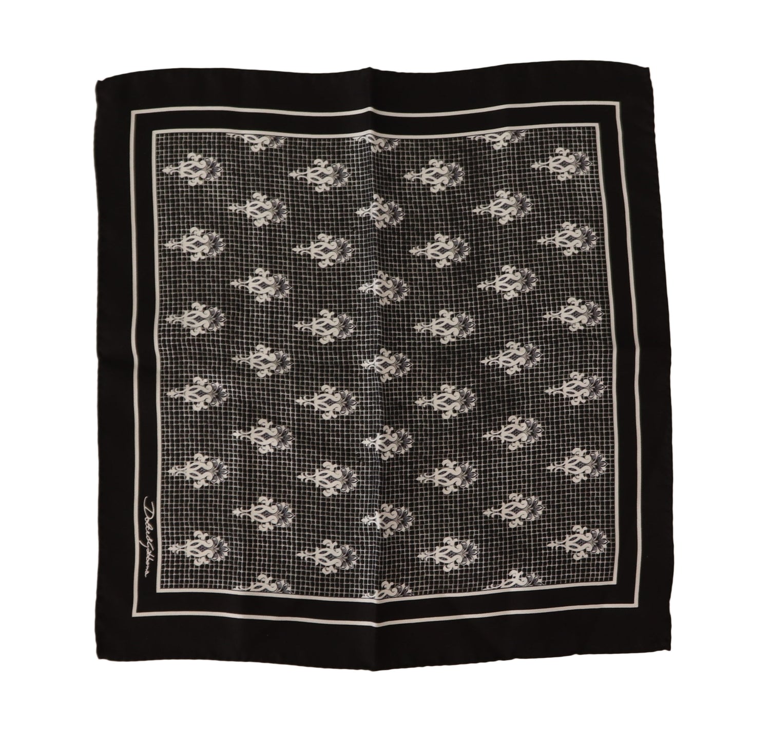 Dolce & Gabbana Black Patterned Square Men Handkerchief Scarf - DEA STILOSA MILANO
