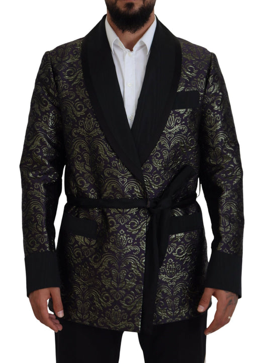 Dolce & Gabbana Gold Purple Baroque Jacket Blazer Robe - DEA STILOSA MILANO