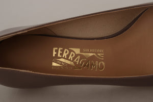 Salvatore Ferragamo Brown Naplak Calf Leather Pumps Shoes - DEA STILOSA MILANO