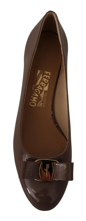 Salvatore Ferragamo Brown Naplak Calf Leather Pumps Shoes - DEA STILOSA MILANO