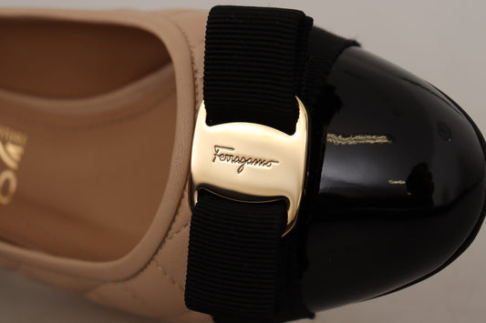 Salvatore Ferragamo Beige and Black Nappa Leather Pumps Shoes - DEA STILOSA MILANO