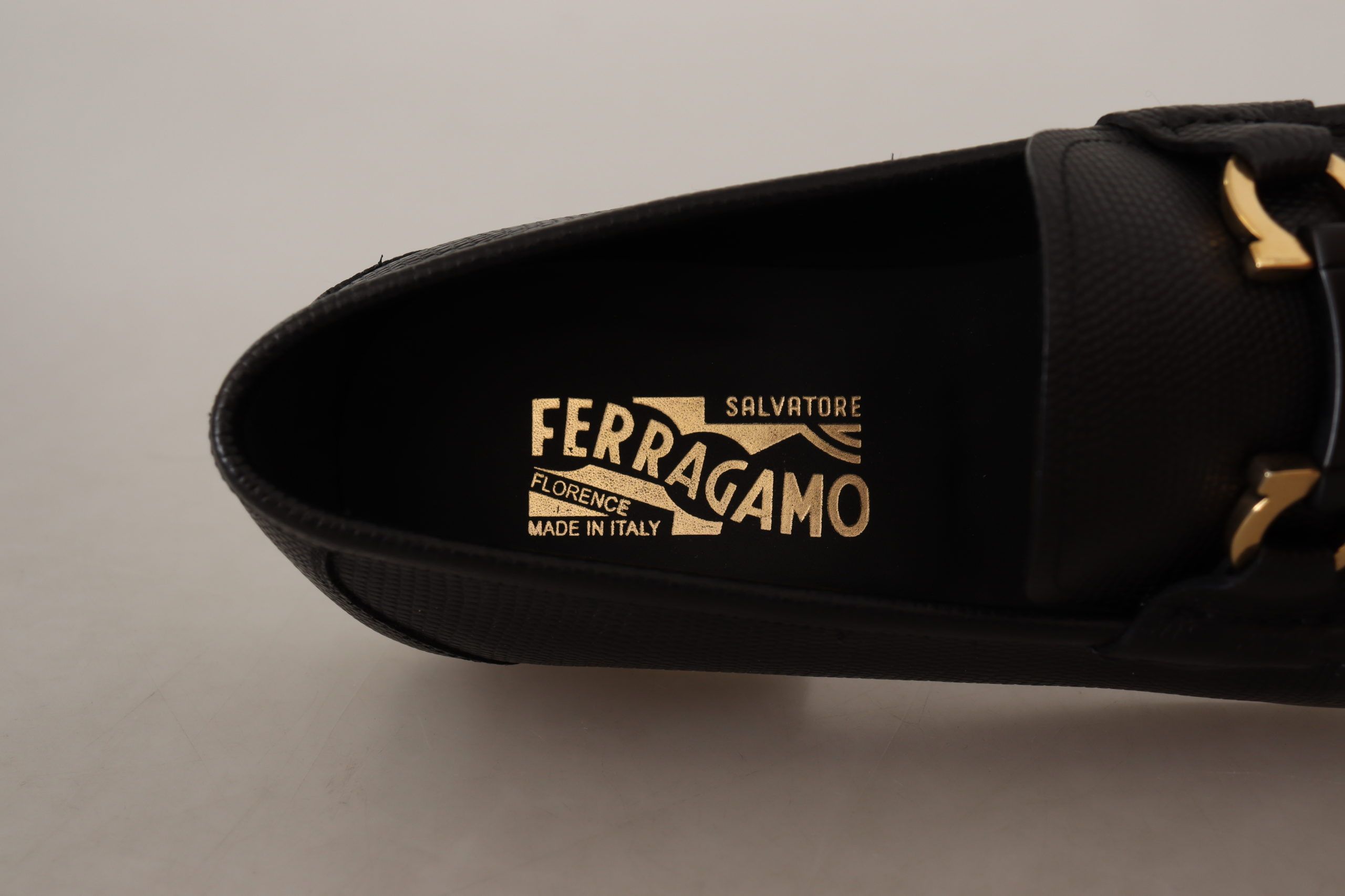 Salvatore Ferragamo Black Calf Leather Moccasins Loafers Shoes - DEA STILOSA MILANO