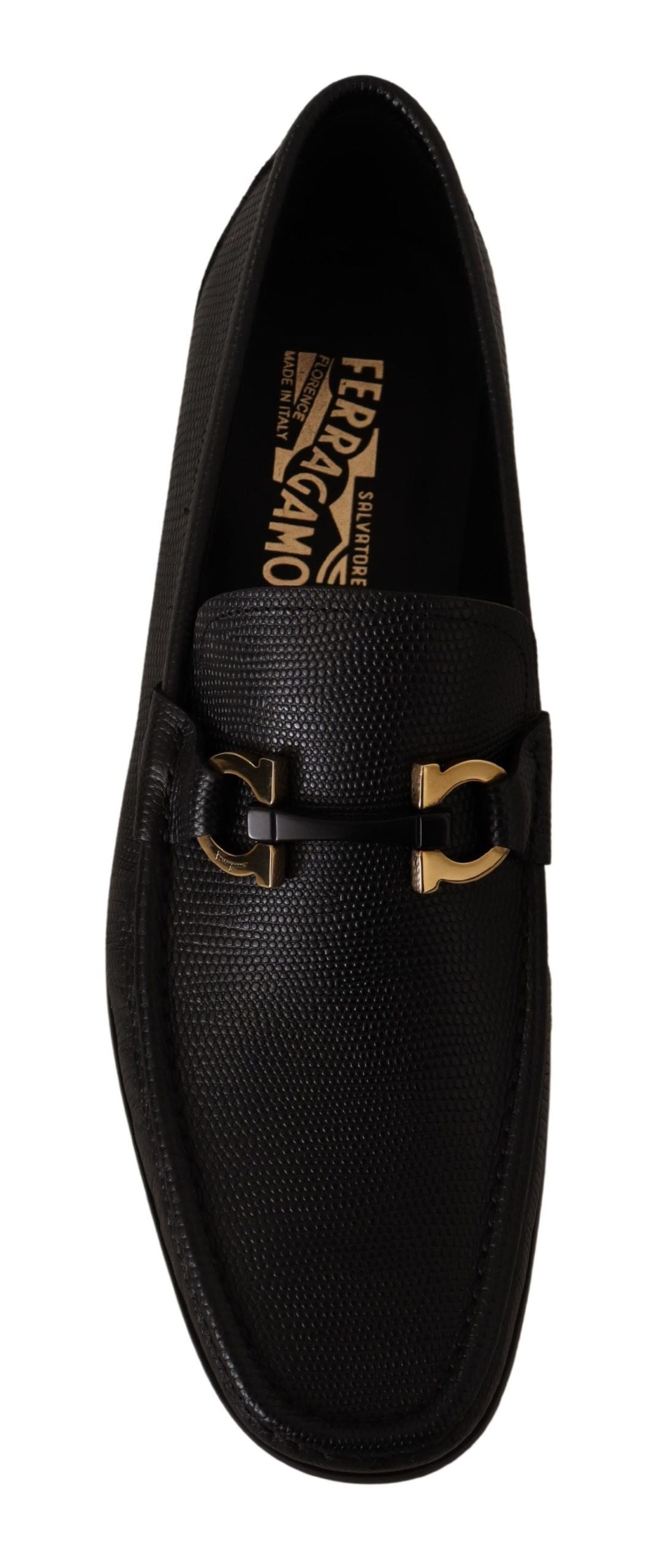 Salvatore Ferragamo Black Calf Leather Moccasins Loafers Shoes - DEA STILOSA MILANO