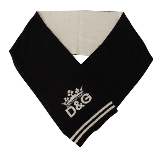 Dolce & Gabbana Black White Cotton DG Printed Cashmere Shawl Scarf - DEA STILOSA MILANO