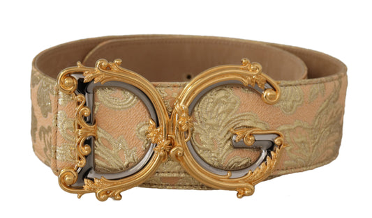 Dolce & Gabbana Gold Wide Waist Jacquard Baroque DG Logo Buckle Belt - DEA STILOSA MILANO