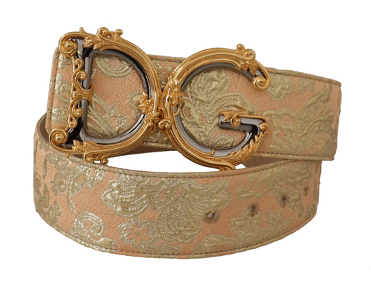 Dolce & Gabbana Gold Wide Waist Jacquard Baroque DG Logo Buckle Belt - DEA STILOSA MILANO