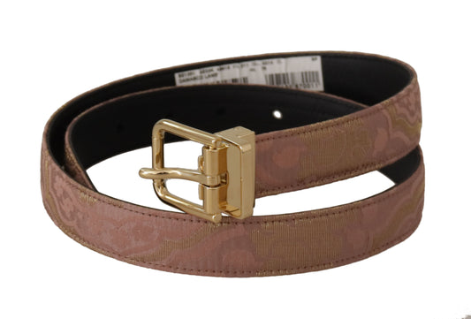 Dolce & Gabbana Rose Gold Leather Logo Engraved Metal Buckle Belt - DEA STILOSA MILANO