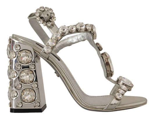 Dolce & Gabbana Silver Crystals Strap Buckle High Heel Sandals - DEA STILOSA MILANO