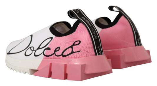 Dolce & Gabbana Pink White Logo Womens Sorrento Sneakers - DEA STILOSA MILANO