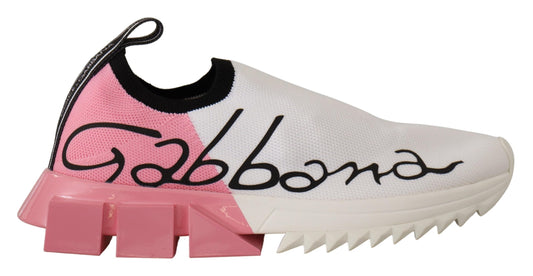 Dolce & Gabbana Pink White Logo Womens Sorrento Sneakers - DEA STILOSA MILANO