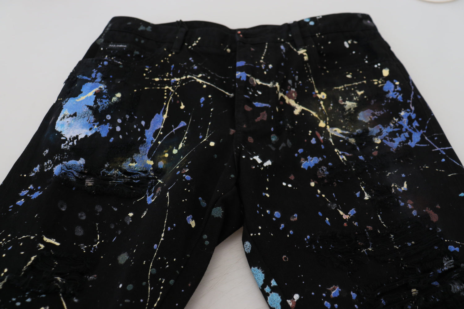 Dolce & Gabbana Black Cotton Color Splash Print Denim Jeans - DEA STILOSA MILANO