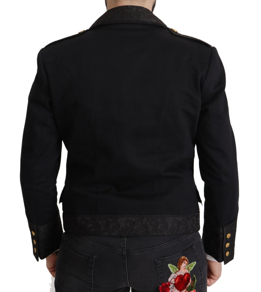 Dolce & Gabbana Black Button Embellished Cotton Blend Jacket - DEA STILOSA MILANO