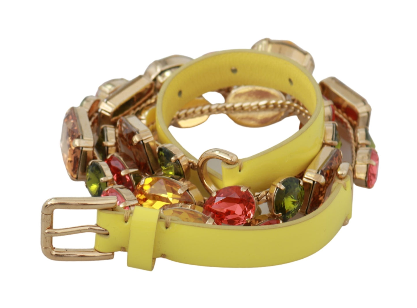 Dolce & Gabbana Yellow Gold Multicolor Crystals Waist Belt - DEA STILOSA MILANO