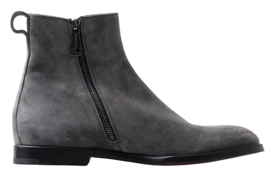 Dolce & Gabbana Gray Leather Men Ankle Boots Shoes - DEA STILOSA MILANO
