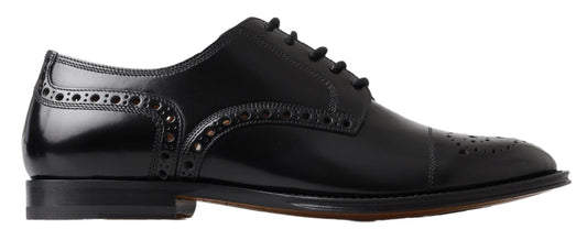 Dolce & Gabbana Black Leather Oxford Wingtip Formal Derby Shoes - DEA STILOSA MILANO