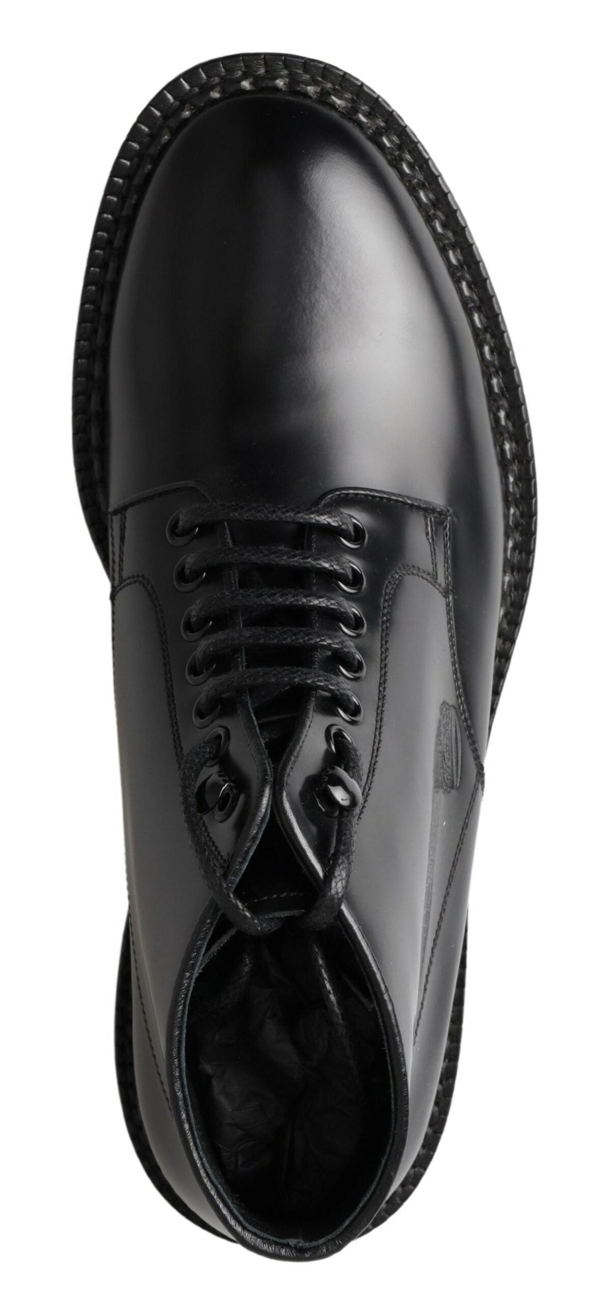 Dolce & Gabbana Black Leather Men Short Boots Lace Up Shoes - DEA STILOSA MILANO