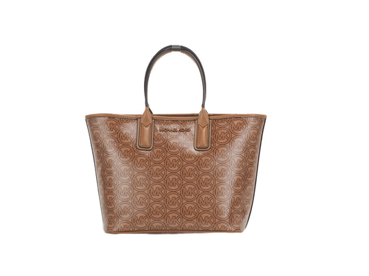 Michael Kors Jodie Small Jacquard Logo Recycled Polyester Tote Handbag Luggage Brown - DEA STILOSA MILANO