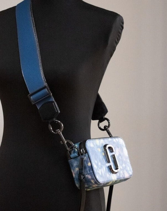Marc Jacobs The Snapshot bag Watercolor Blue Printed Leather Shoulder Bag Purse - DEA STILOSA MILANO
