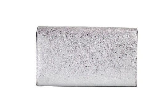 Versace Small Metallic Silver Lamb Leather Medusa Clutch Crossbody Wallet Bag - DEA STILOSA MILANO