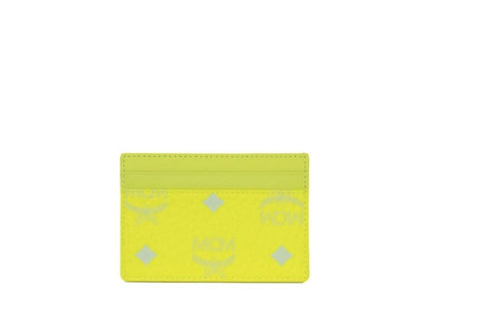 MCM Spectrum Diamond Mini Neon Yellow Visetos Leather Card Case Holder Wallet - DEA STILOSA MILANO