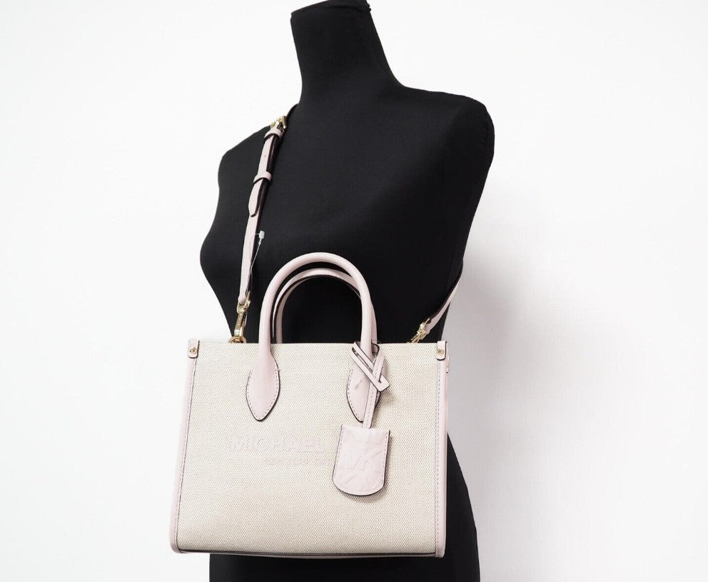Michael Kors Mirella Small Powder Blush Canvas Shopper Crossbody Handbag Purse - DEA STILOSA MILANO