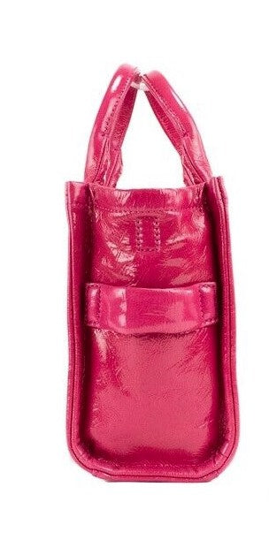 Marc Jacobs The Shiny Crinkle Mini Tote Magenta Leather Crossbody Handbag Purse - DEA STILOSA MILANO