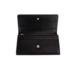 Burberry Porter Black Grained Leather Branded Logo Embossed Clutch Flap Wallet - DEA STILOSA MILANO
