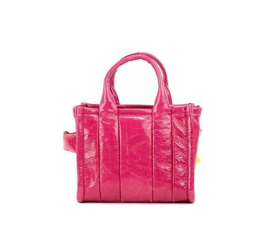 Marc Jacobs The Shiny Crinkle Micro Tote Magenta Leather Crossbody Bag Handbag - DEA STILOSA MILANO