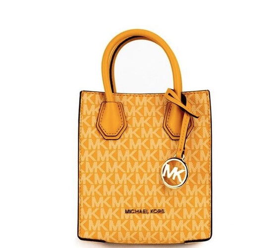 Michael Kors Mercer XS Honeycomb Gold Signature PVC North South Shopper Crossbody Bag - DEA STILOSA MILANO