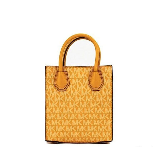 Michael Kors Mercer XS Honeycomb Gold Signature PVC North South Shopper Crossbody Bag - DEA STILOSA MILANO