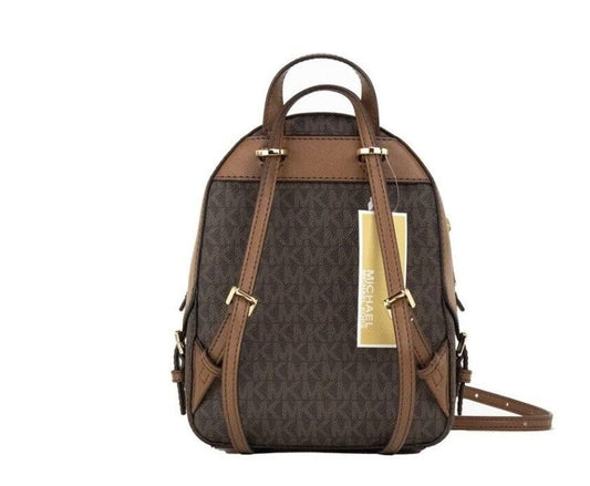 Michael Kors Jaycee mini XS Brown Signature PVC Zip Pocket Shoulder Backpack Bag - DEA STILOSA MILANO