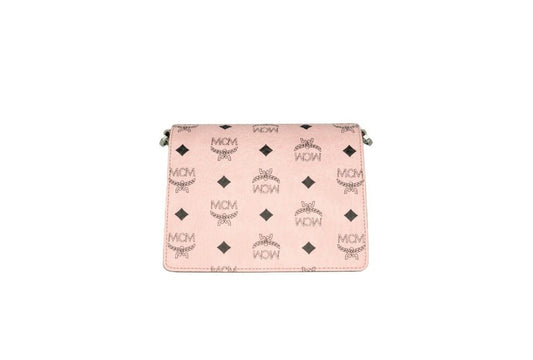 MCM Signature Soft Pink Diamond Logo Leather Mini Flap Lock Crossbody Handbag - DEA STILOSA MILANO